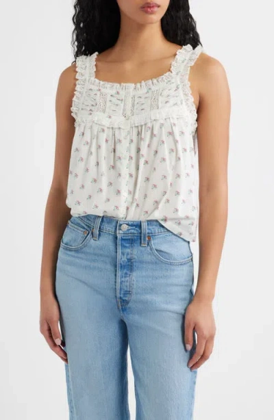 Doen Fidella Floral Lace-trimmed Cotton Top In Multi