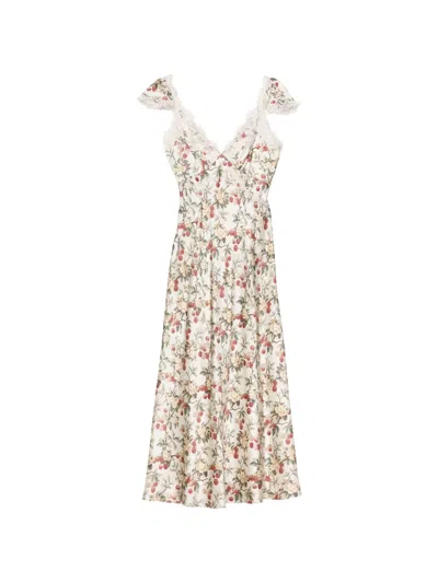 Doen Fiona Floral-print Midi Dress In White