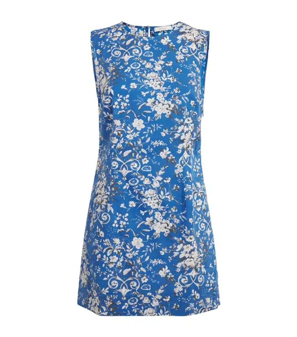 doen blue mini dress Bea lace-trimmed ramie minidress in blue - Doen