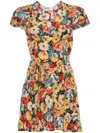 Doen Dianne Floral-print Silk Crepe De Chine Mini Dress In Orange