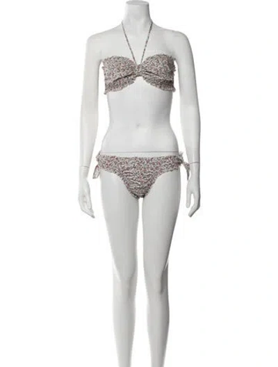 Pre-owned Doen Floral Print Bikini In Pink