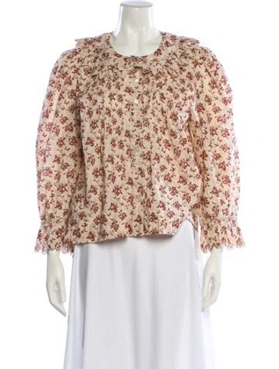 Pre-owned Doen Floral Print Crew Neck Blouse In Multi