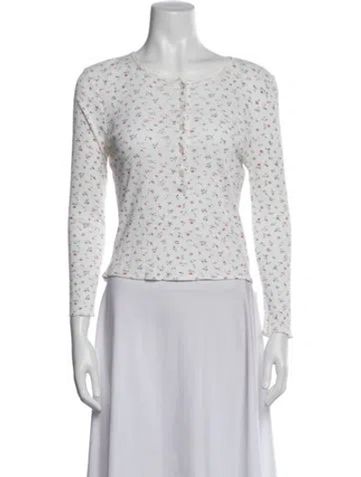 Pre-owned Doen Floral Print Crew Neck Blouse In Multicolor