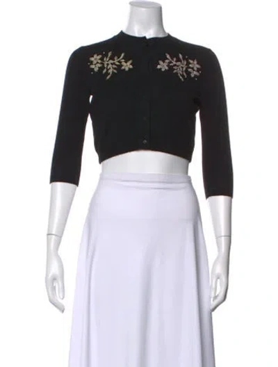 Pre-owned Doen Floral Print Crew Neck Sweater In Black
