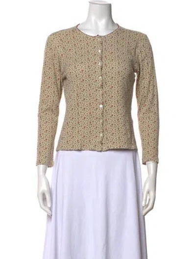 Pre-owned Doen Floral Print Crew Neck Sweater In Neutral
