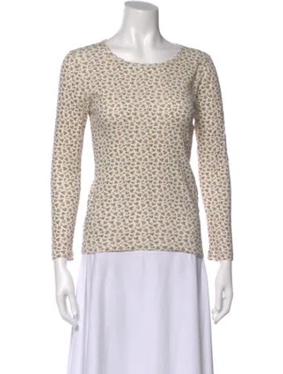 Pre-owned Doen Floral Print Crew Neck Top In Neutral