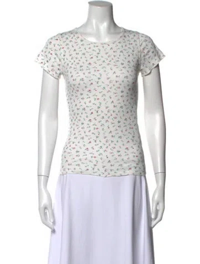 Pre-owned Doen Floral Print Crew Neck T-shirt In Neutrals
