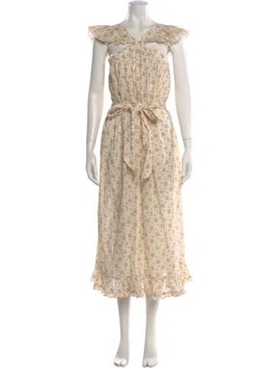 Pre-owned Doen Floral Print Dress In Black