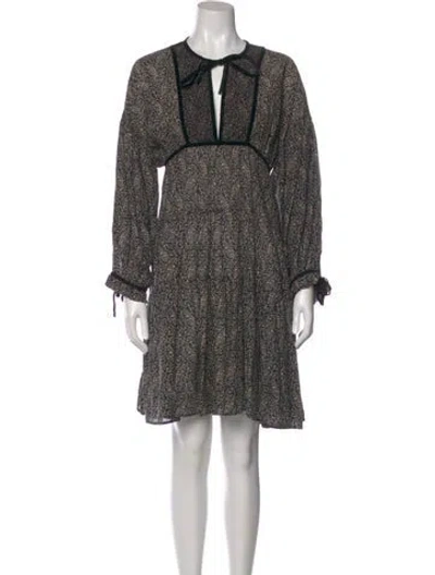 Pre-owned Doen Floral Print Knee-length Dress In Black