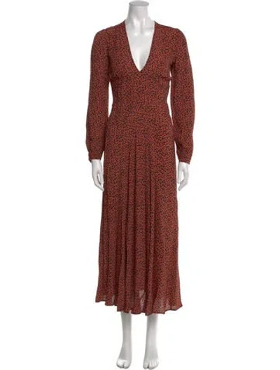 Pre-owned Doen Floral Print Long Dress In Black