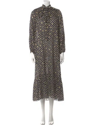 Pre-owned Doen Floral Print Long Dress In Black