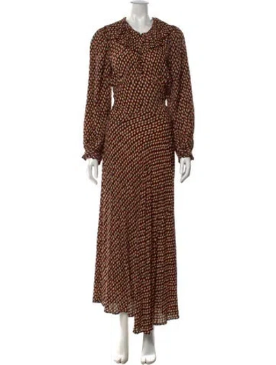 Pre-owned Doen Floral Print Long Dress In Black