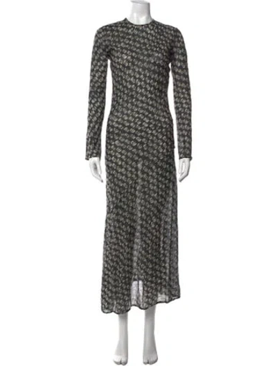 Pre-owned Doen Floral Print Long Dress In Black