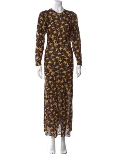 Pre-owned Doen Floral Print Long Dress In Black