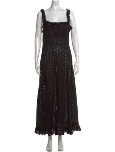 Pre-owned Doen Floral Print Long Dress In Black