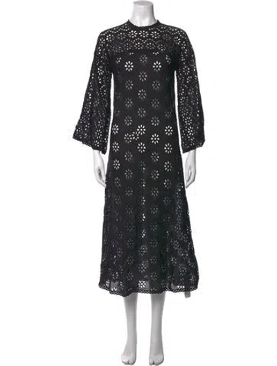 Pre-owned Doen Floral Print Long Dress In Black
