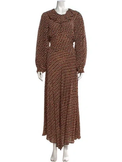Pre-owned Doen Floral Print Long Dress In Black