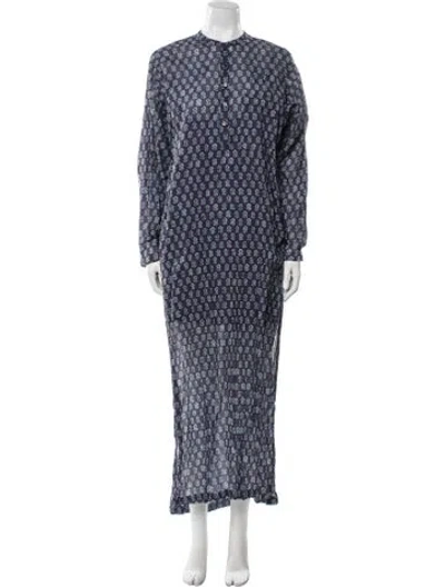 Pre-owned Doen Floral Print Long Dress In Blue