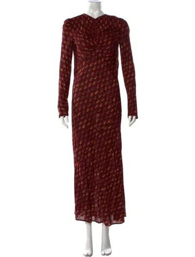 Pre-owned Doen Floral Print Long Dress In Burgundy