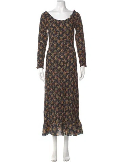Pre-owned Doen Floral Print Long Dress In Multi