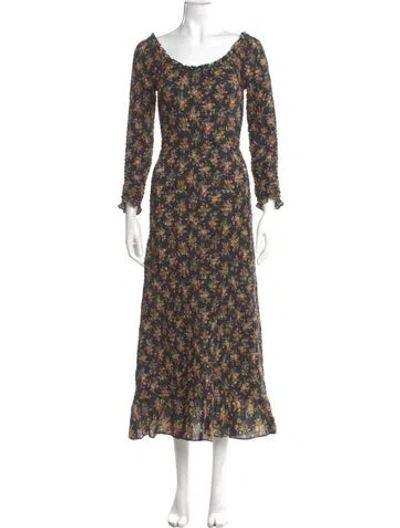 Pre-owned Doen Floral Print Long Dress In Multi