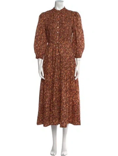 Pre-owned Doen Floral Print Long Dress In Multi