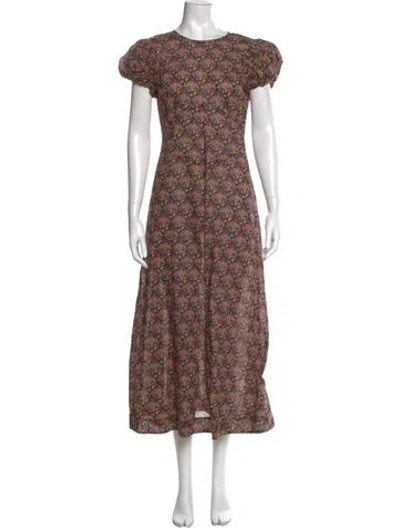 Pre-owned Doen Floral Print Long Dress In Multi