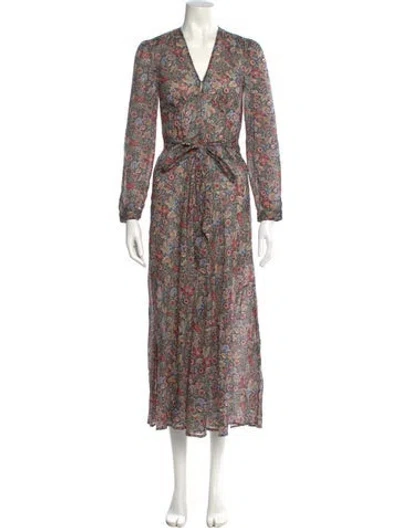 Pre-owned Doen Floral Print Long Dress In Multi