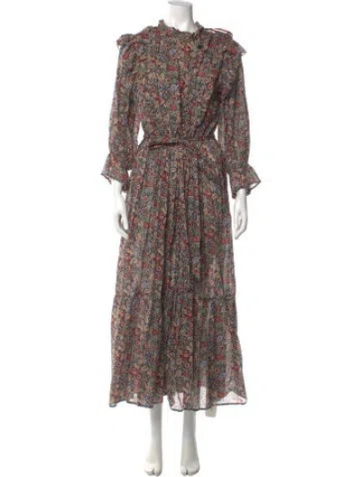 Pre-owned Doen Floral Print Long Dress In Multi