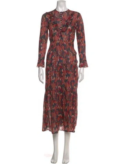 Pre-owned Doen Floral Print Long Dress In Multi