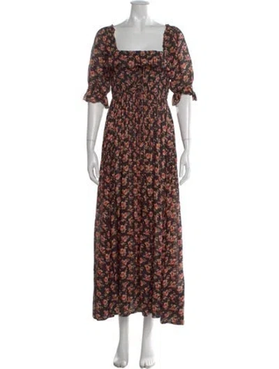 Pre-owned Doen Floral Print Long Dress In Multi