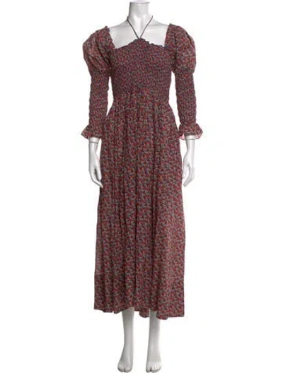 Pre-owned Doen Floral Print Long Dress In Multi