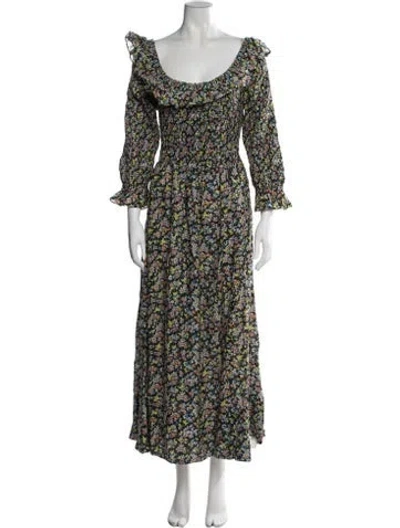 Pre-owned Doen Floral Print Long Dress In Multi