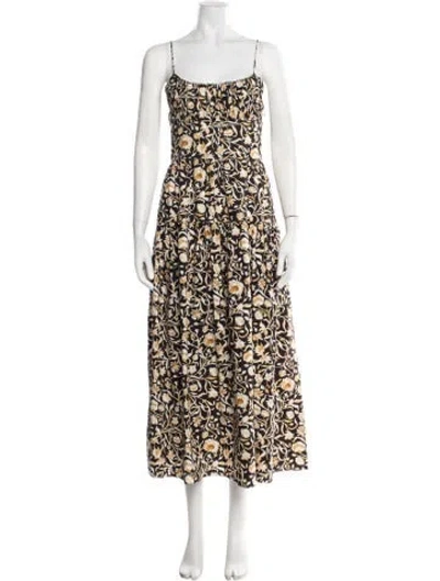 Pre-owned Doen Floral Print Long Dress In Multi