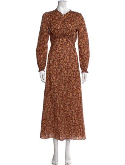Pre-owned Doen Floral Print Long Dress In Multi