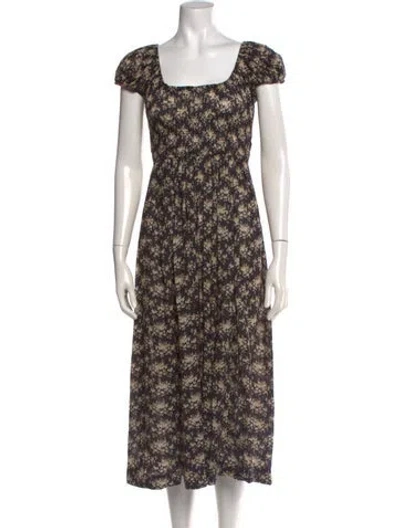 Pre-owned Doen Floral Print Long Dress In Multicolor