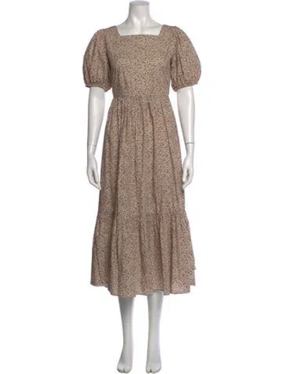 Pre-owned Doen Floral Print Long Dress In Neutral