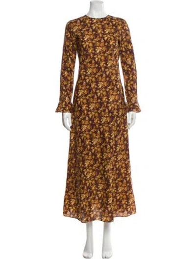 Pre-owned Doen Floral Print Long Dress In Neutral
