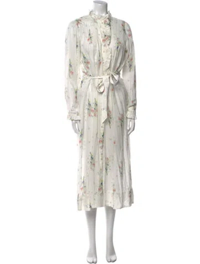 Pre-owned Doen Floral Print Long Dress In Neutral