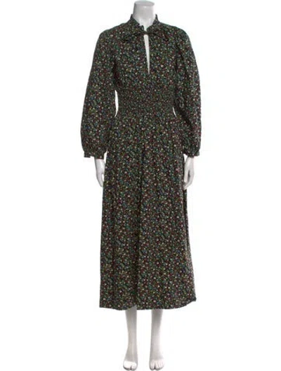 Pre-owned Doen Floral Print Long Dress In Neutral