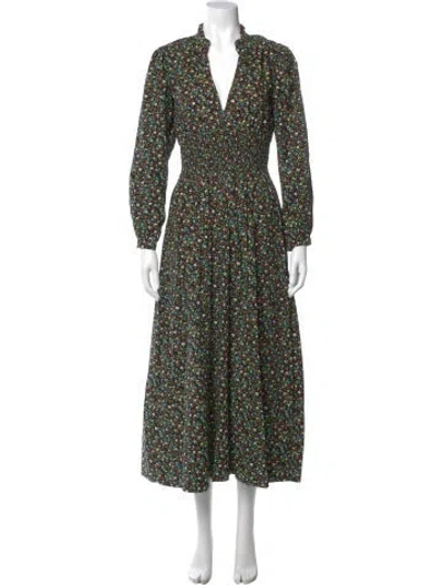 Pre-owned Doen Floral Print Long Dress In Neutral