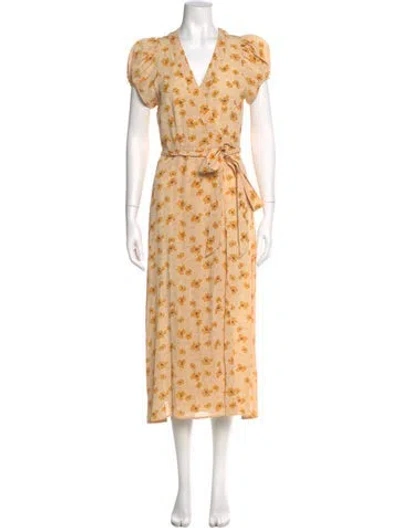 Pre-owned Doen Floral Print Long Dress In Neutral