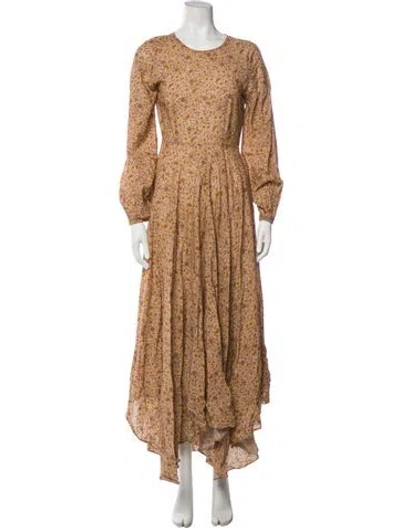 Pre-owned Doen Floral Print Long Dress In Neutral