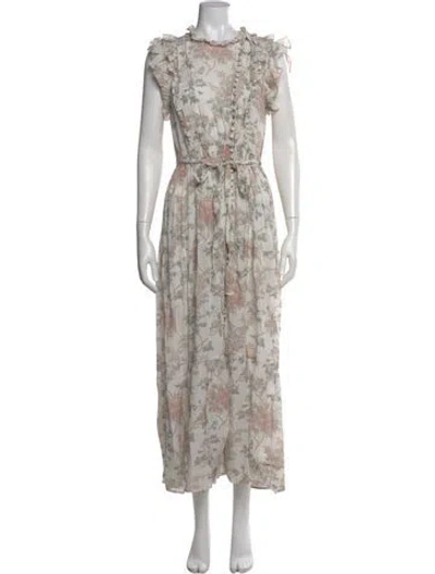 Pre-owned Doen Floral Print Long Dress In Neutral