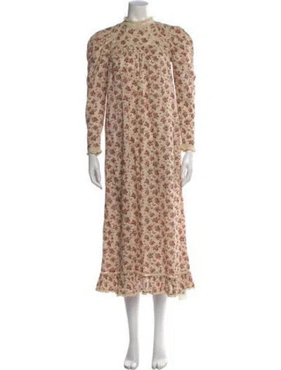 Pre-owned Doen Floral Print Long Dress In Neutral