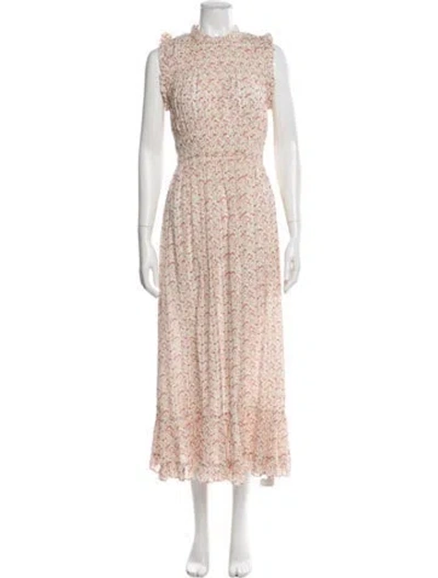Pre-owned Doen Floral Print Long Dress In Neutral