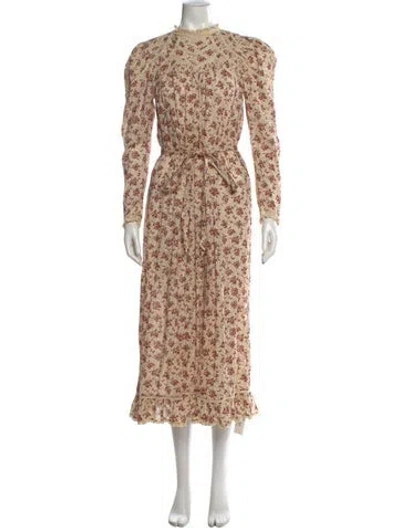 Pre-owned Doen Floral Print Long Dress In Neutral