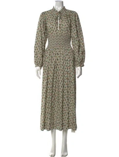 Pre-owned Doen Floral Print Long Dress In Neutral