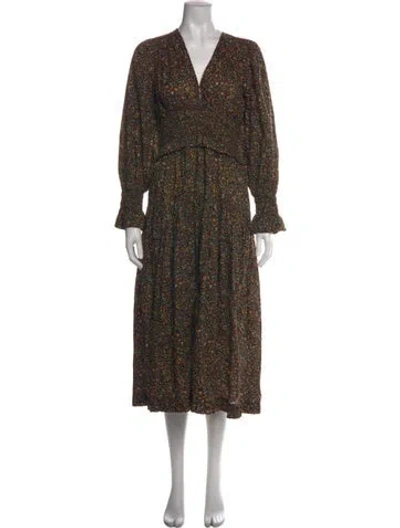 Pre-owned Doen Floral Print Long Dress In Neutral