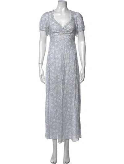Pre-owned Doen Floral Print Long Dress In Neutrals